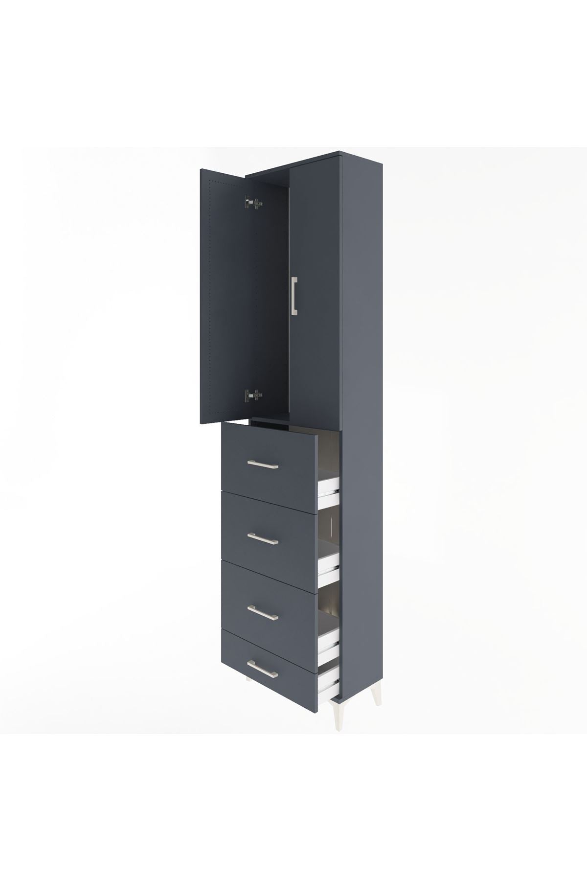 Arges Dolap Tek Raflı 4 Çekmeceli 2 Kapaklı 60x30x243 - S32M075V5A