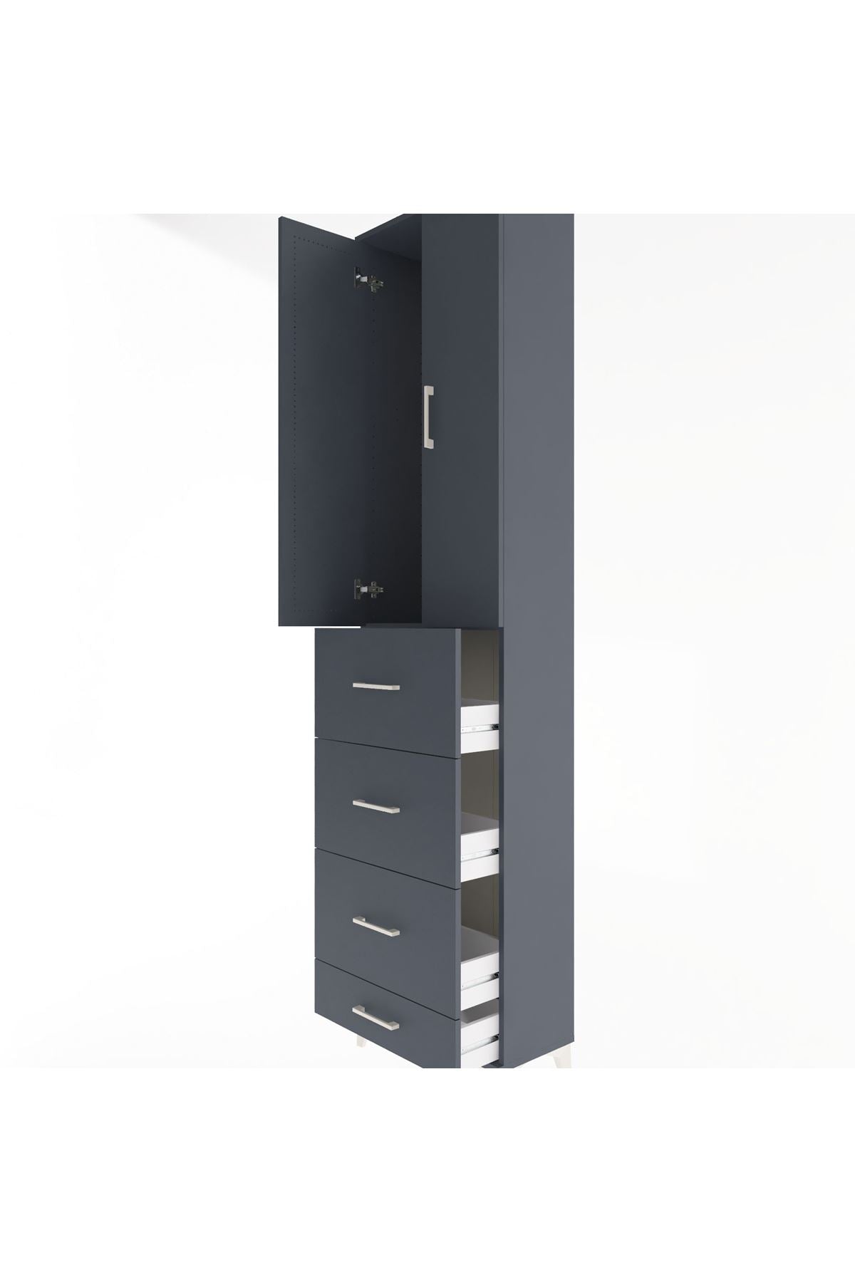Arges Dolap Tek Raflı 4 Çekmeceli 2 Kapaklı 60x30x243 - S32M075V5A
