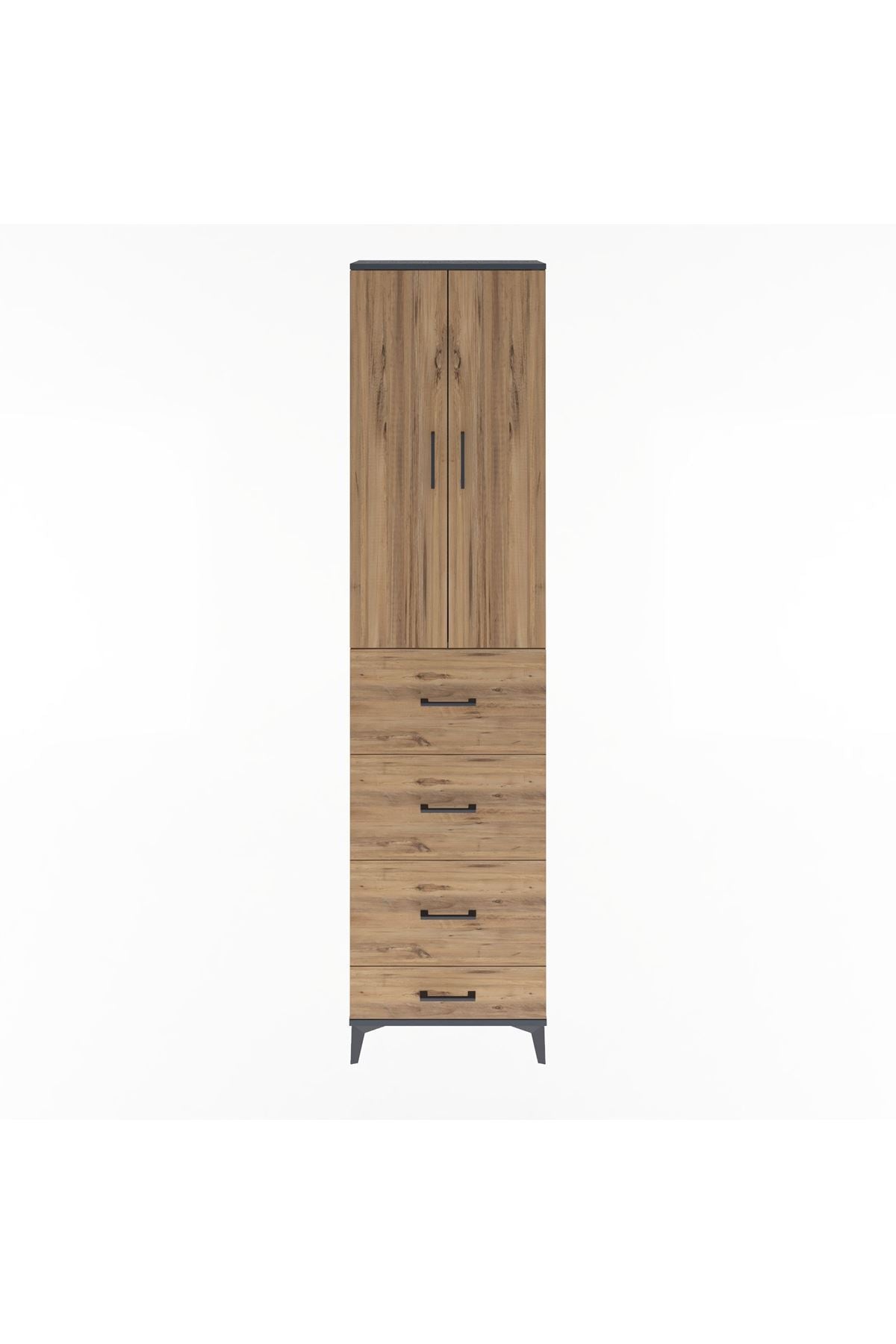 Arges Dolap Tek Raflı 4 Çekmeceli 2 Kapaklı 60x30x243 - S32M075V6A