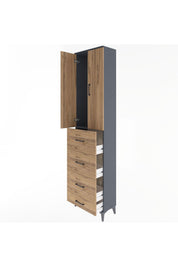 Arges Dolap Tek Raflı 4 Çekmeceli 2 Kapaklı 60x30x243 - S32M075V6A