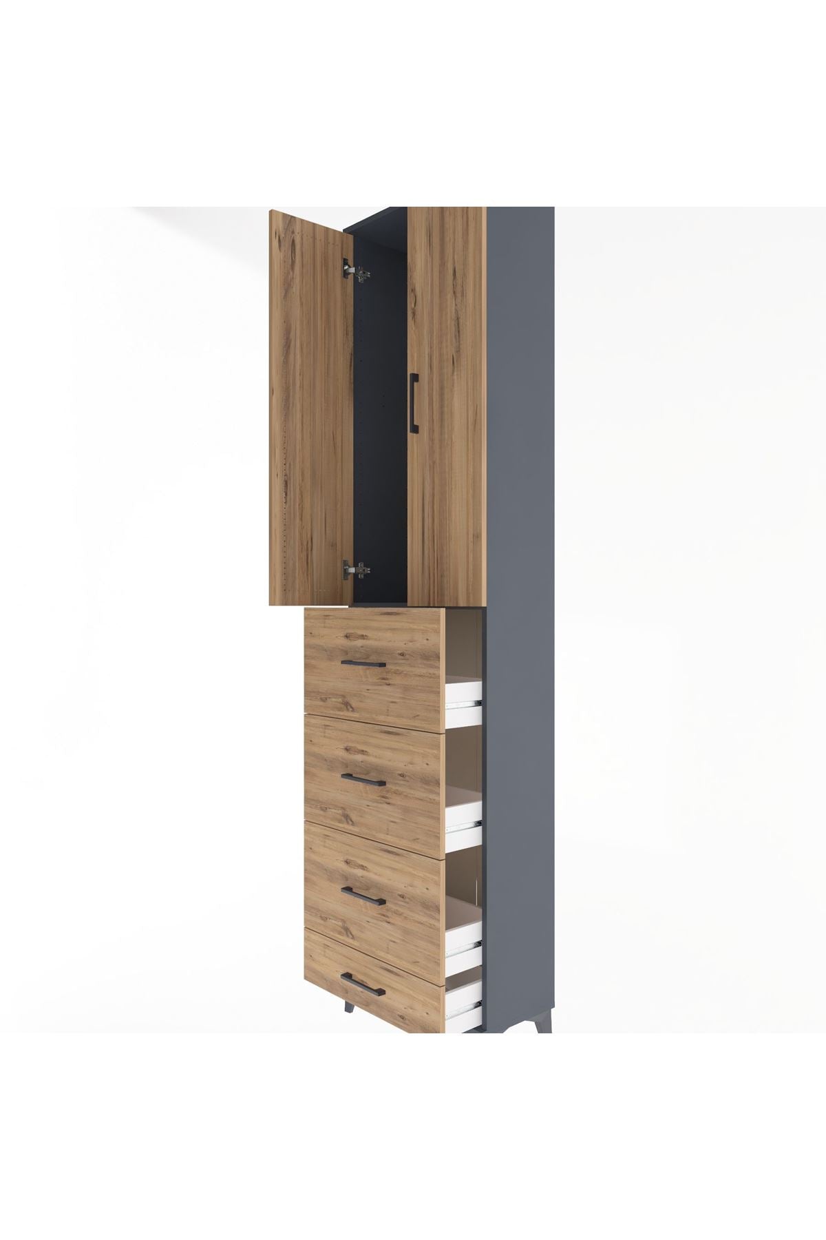 Arges Dolap Tek Raflı 4 Çekmeceli 2 Kapaklı 60x30x243 - S32M075V6A