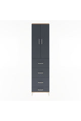 Arges Dolap Tek Raflı 4 Çekmeceli 2 Kapaklı 60x30x243