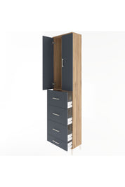 Arges Dolap Tek Raflı 4 Çekmeceli 2 Kapaklı 60x30x243 - S32M075V8A