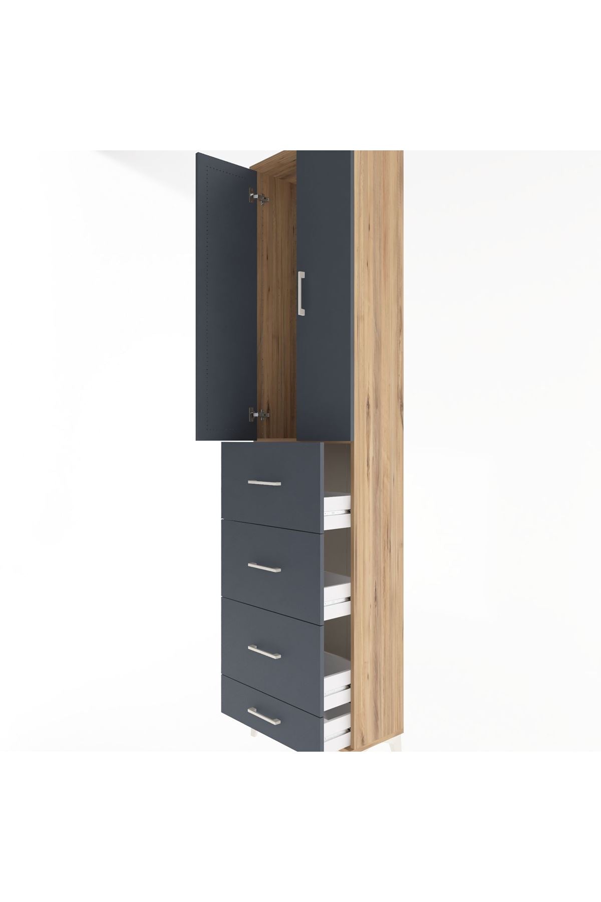 Arges Dolap Tek Raflı 4 Çekmeceli 2 Kapaklı 60x30x243 - S32M075V8A