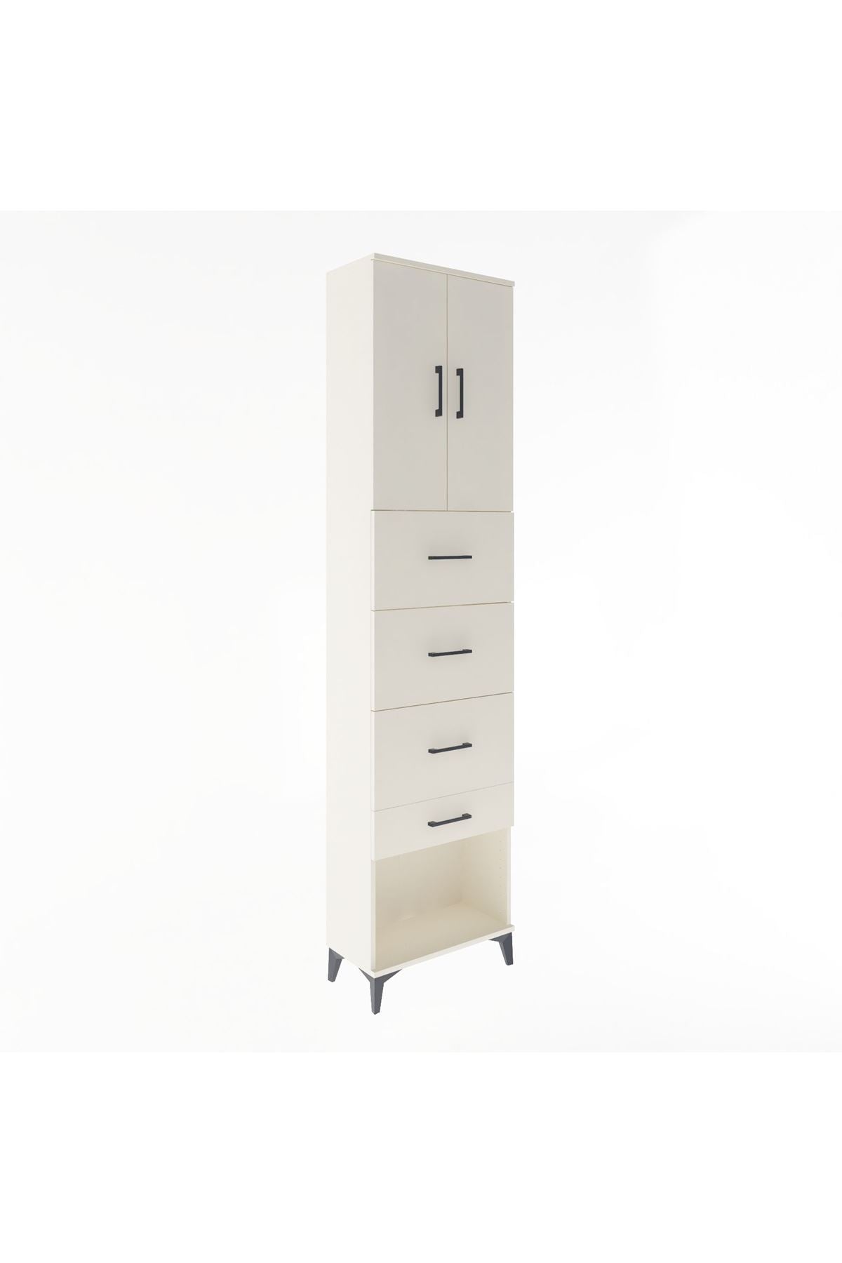 Arges Dolap Tek Raflı 4 Çekmeceli 2 Kapaklı 60x30x243 - S32M076V1A