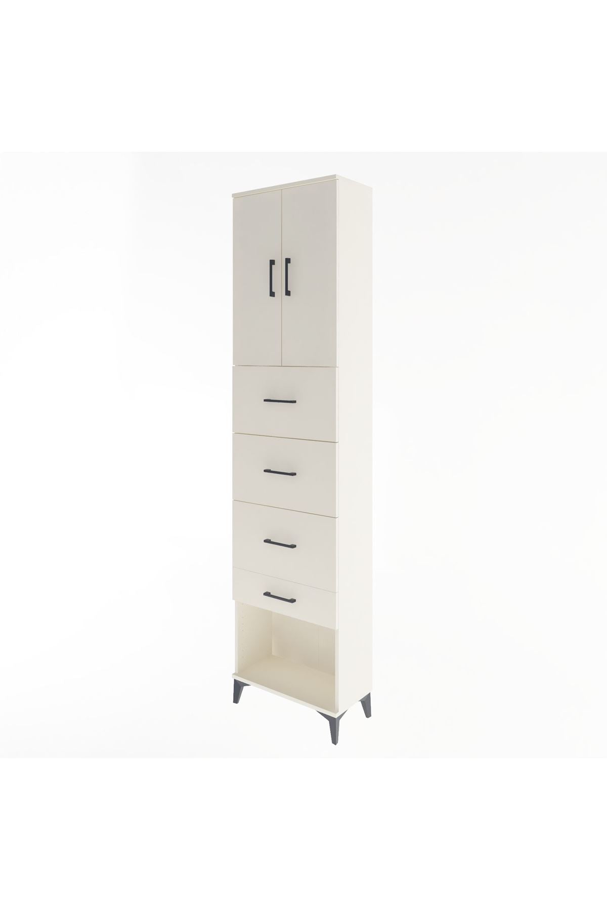 Arges Dolap Tek Raflı 4 Çekmeceli 2 Kapaklı 60x30x243 - S32M076V1A