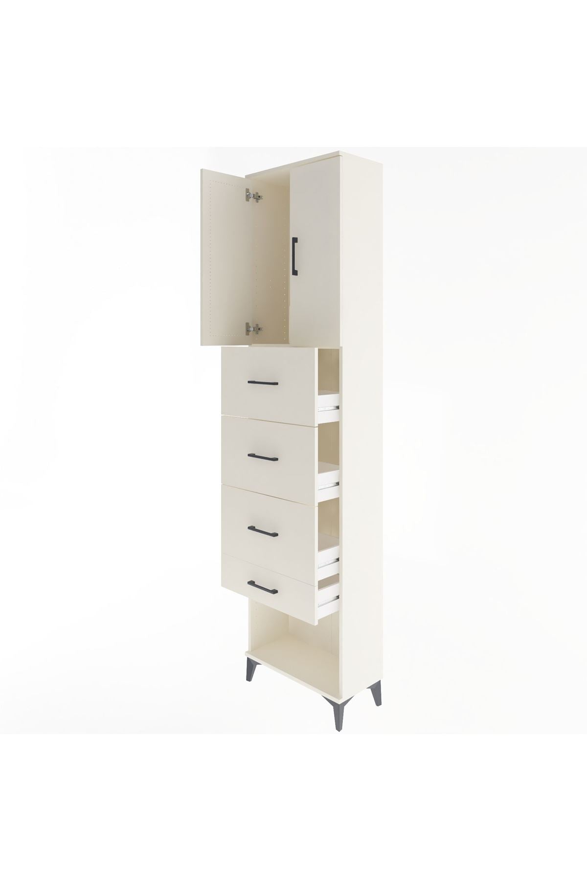 Arges Dolap Tek Raflı 4 Çekmeceli 2 Kapaklı 60x30x243 - S32M076V1A