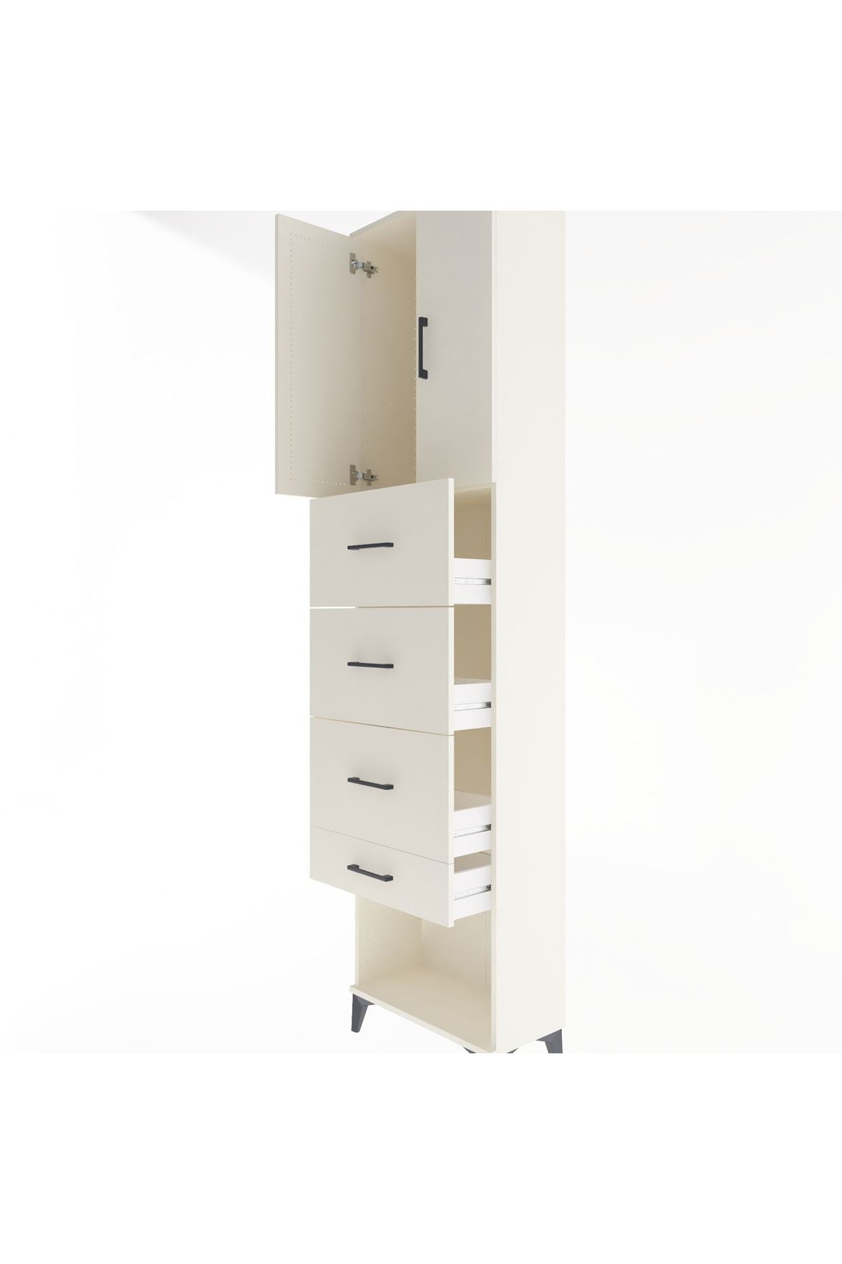 Arges Dolap Tek Raflı 4 Çekmeceli 2 Kapaklı 60x30x243 - S32M076V1A