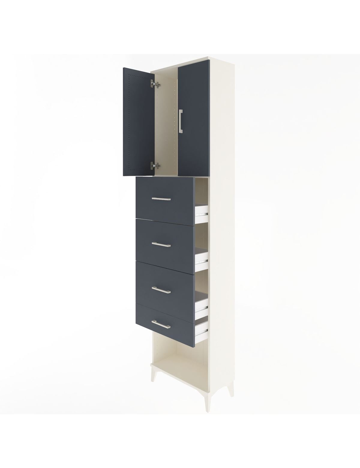 Arges Dolap Tek Raflı 4 Çekmeceli 2 Kapaklı 60x30x243 - S32M076V2A