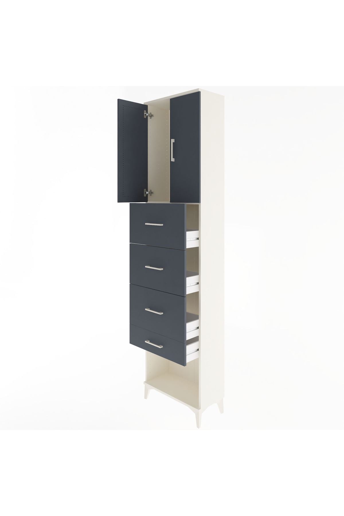 Arges Dolap Tek Raflı 4 Çekmeceli 2 Kapaklı 60x30x243 - S32M076V2A