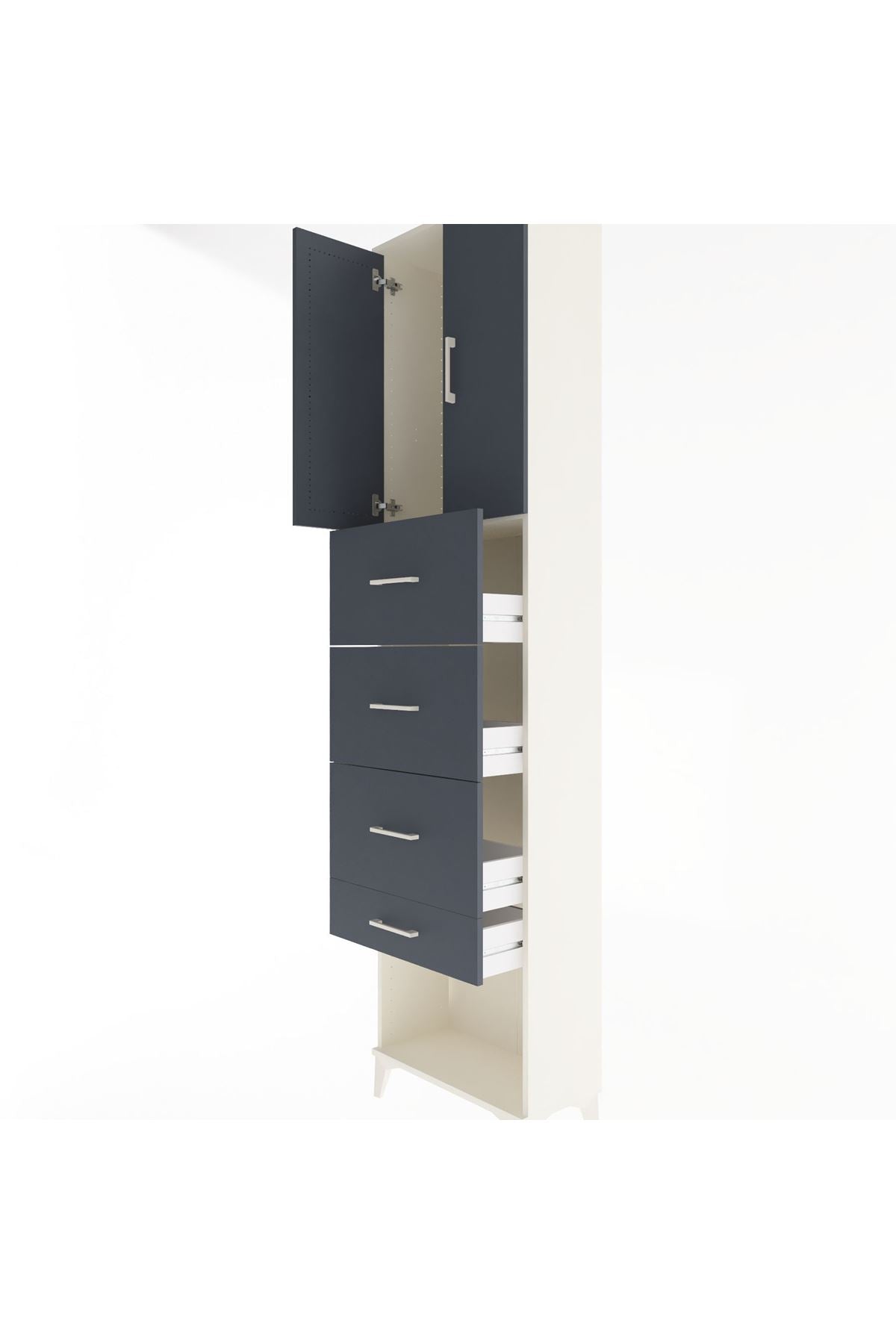 Arges Dolap Tek Raflı 4 Çekmeceli 2 Kapaklı 60x30x243 - S32M076V2A