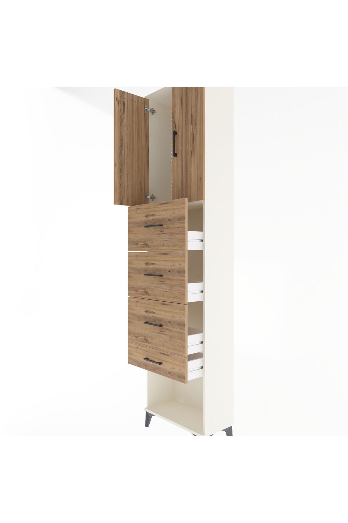 Arges Dolap Tek Raflı 4 Çekmeceli 2 Kapaklı 60x30x243 - S32M076V3A