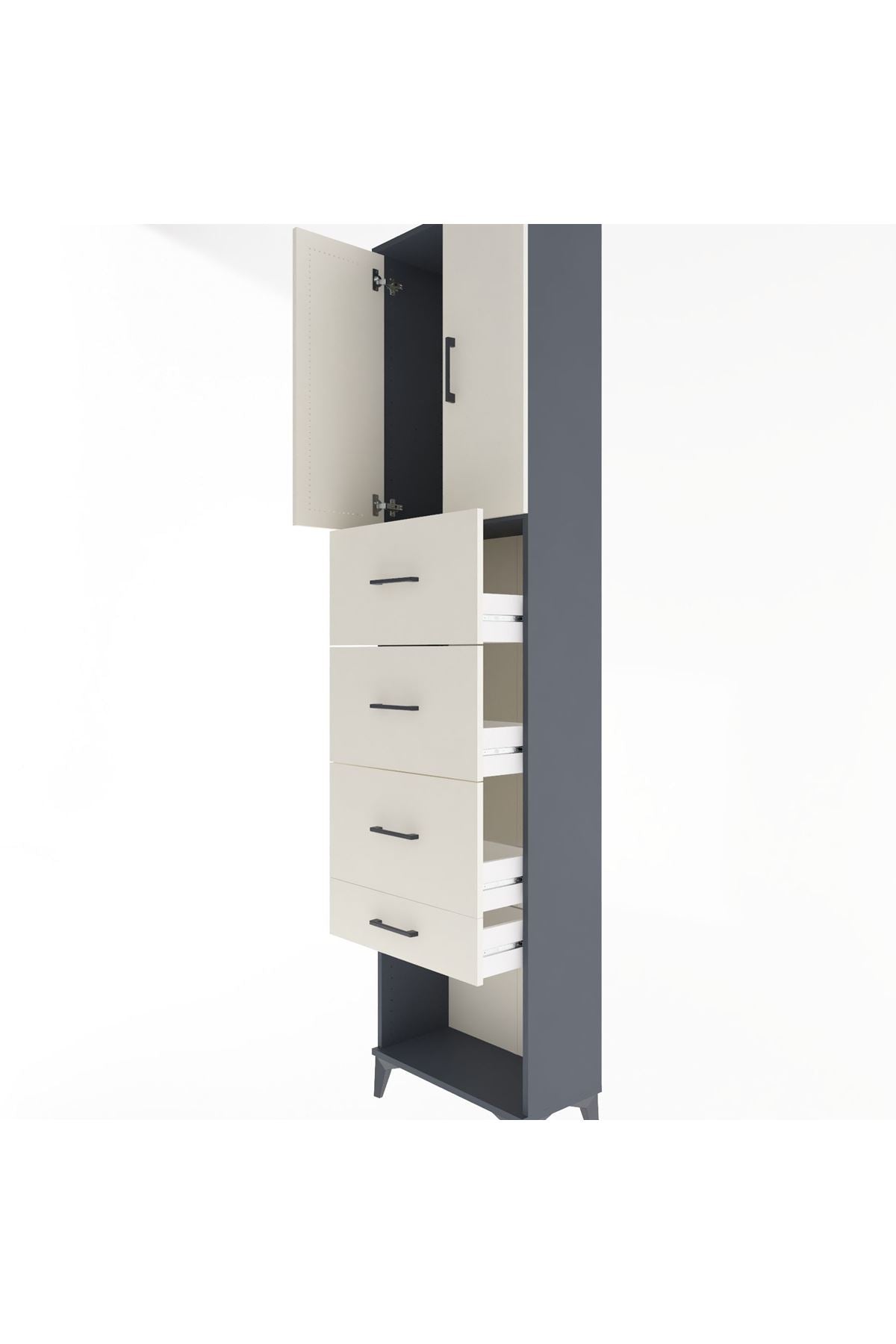 Arges Dolap Tek Raflı 4 Çekmeceli 2 Kapaklı 60x30x243 - S32M076V4A