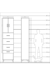 Arges Dolap Tek Raflı 4 Çekmeceli 2 Kapaklı 60x30x243 - S32M076V4A