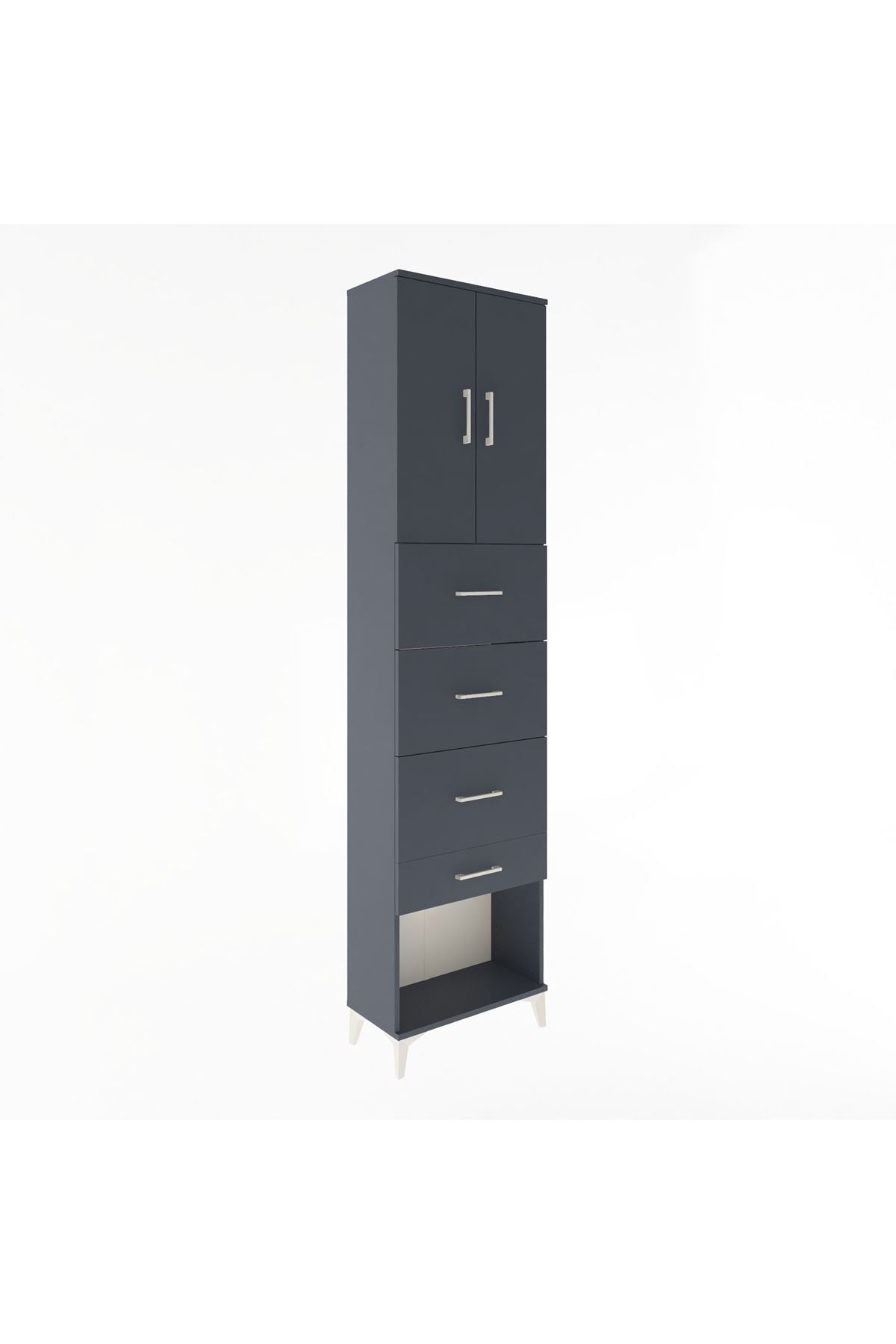Arges Dolap Tek Raflı 4 Çekmeceli 2 Kapaklı 60x30x243 - S32M076V5A