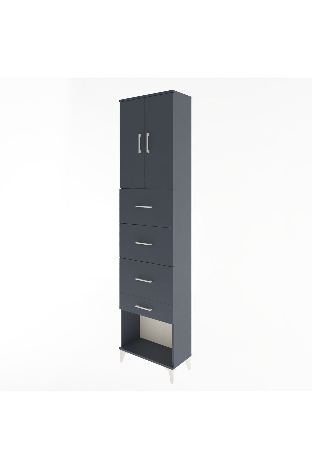 Arges Dolap Tek Raflı 4 Çekmeceli 2 Kapaklı 60x30x243 - S32M076V5A