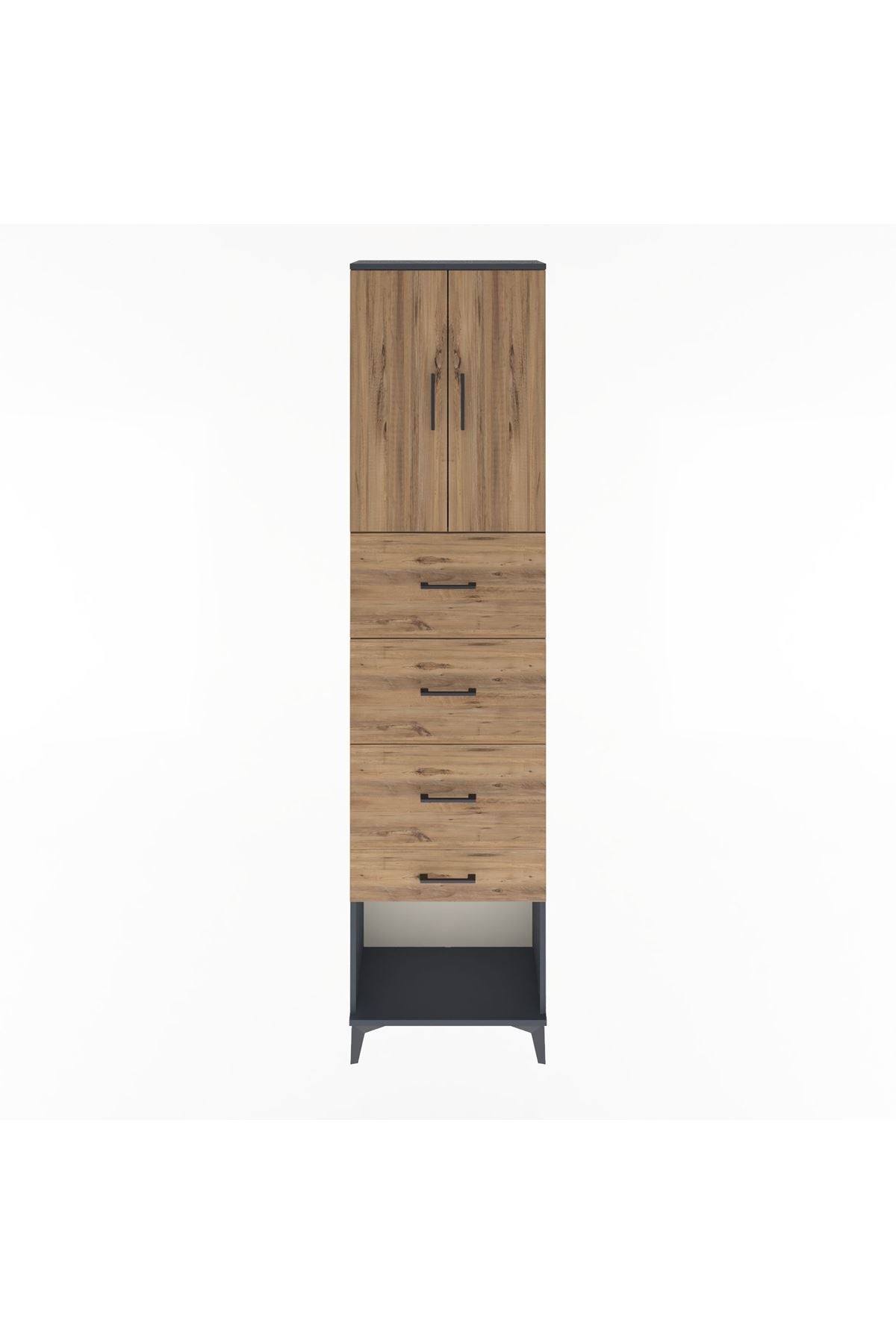Arges Dolap Tek Raflı 4 Çekmeceli 2 Kapaklı 60x30x243 - S32M076V6A