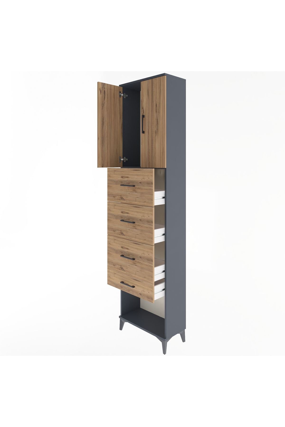 Arges Dolap Tek Raflı 4 Çekmeceli 2 Kapaklı 60x30x243 - S32M076V6A