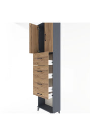 Arges Dolap Tek Raflı 4 Çekmeceli 2 Kapaklı 60x30x243 - S32M076V6A