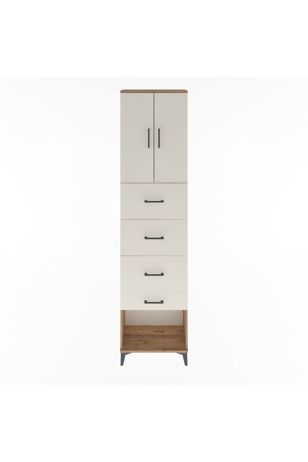 Arges Dolap Tek Raflı 4 Çekmeceli 2 Kapaklı 60x30x243 - S32M076V7A