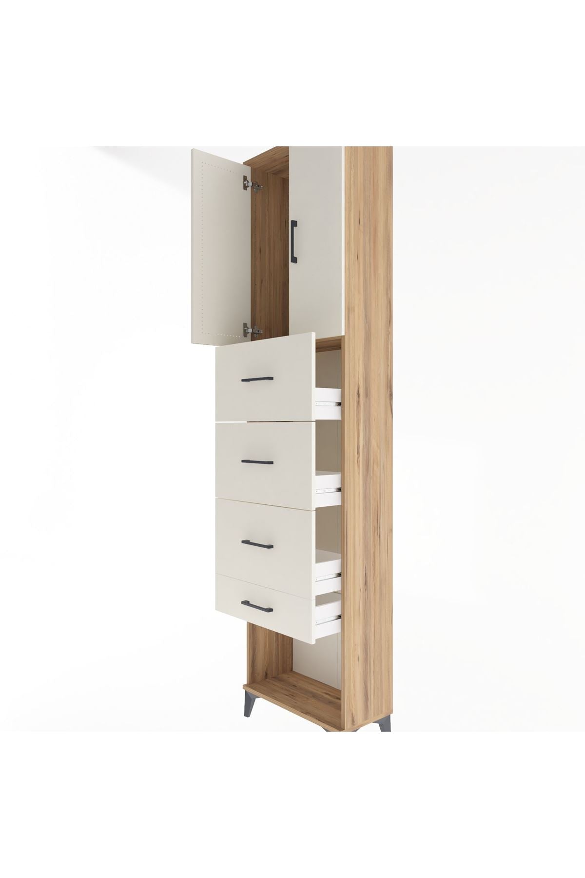 Arges Dolap Tek Raflı 4 Çekmeceli 2 Kapaklı 60x30x243 - S32M076V7A