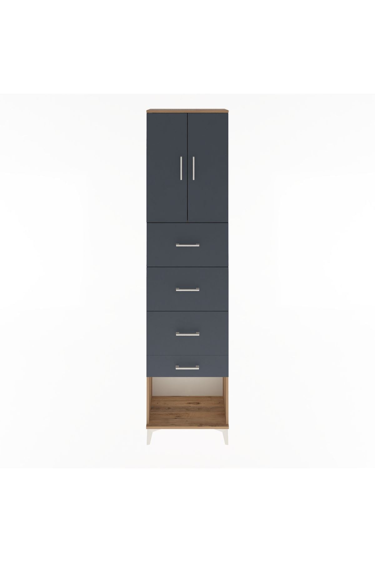 Arges Dolap Tek Raflı 4 Çekmeceli 2 Kapaklı 60x30x243 - S32M076V8A