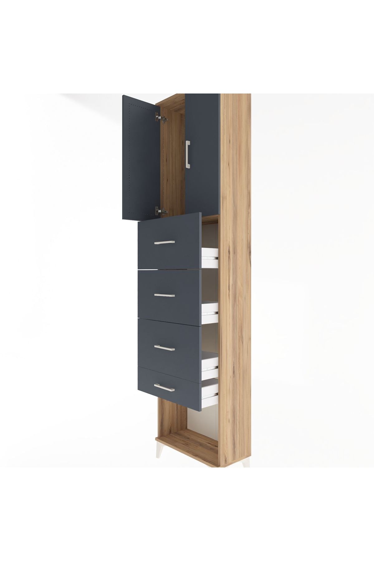 Arges Dolap Tek Raflı 4 Çekmeceli 2 Kapaklı 60x30x243 - S32M076V8A