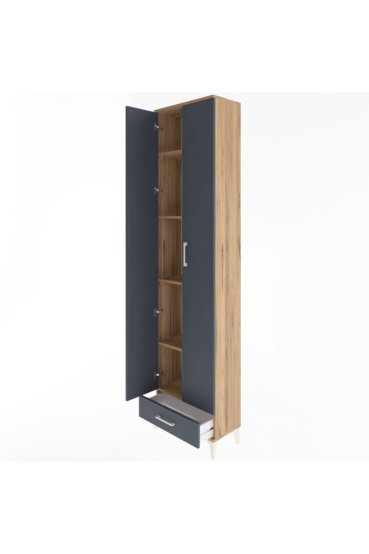 Arges Dolap 5 Raflı Tek Çekmeceli 2 Kapaklı 60x30x243 - S32M077V8A