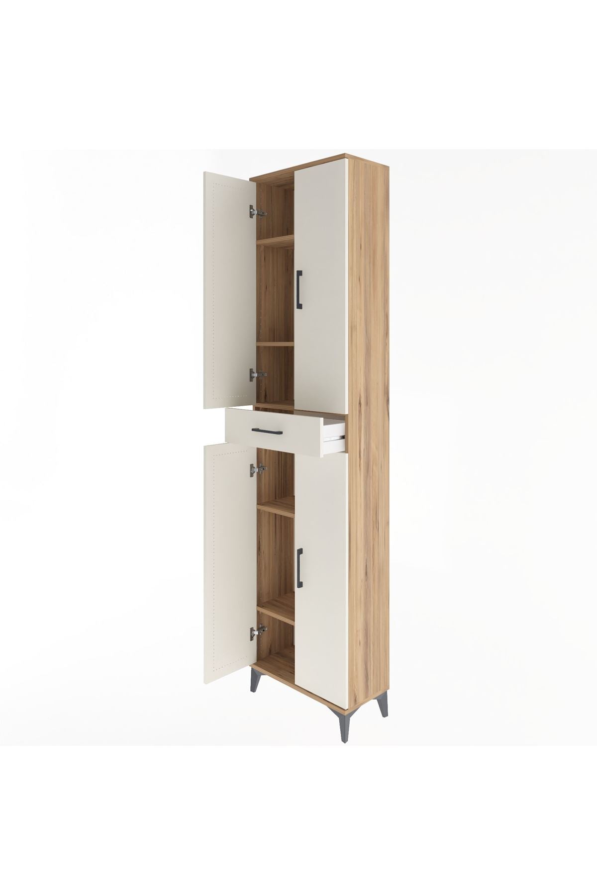 Arges Dolap 5 Raflı Tek Çekmeceli 4 Kapaklı 60x30x243 - S32M078V7A