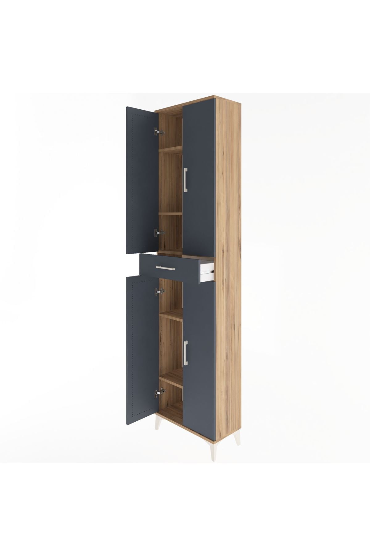 Arges Dolap 5 Raflı Tek Çekmeceli 4 Kapaklı 60x30x243 - S32M078V8A