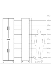 Arges Dolap 5 Raflı Tek Çekmeceli 4 Kapaklı 60x30x243 - S32M078V8A