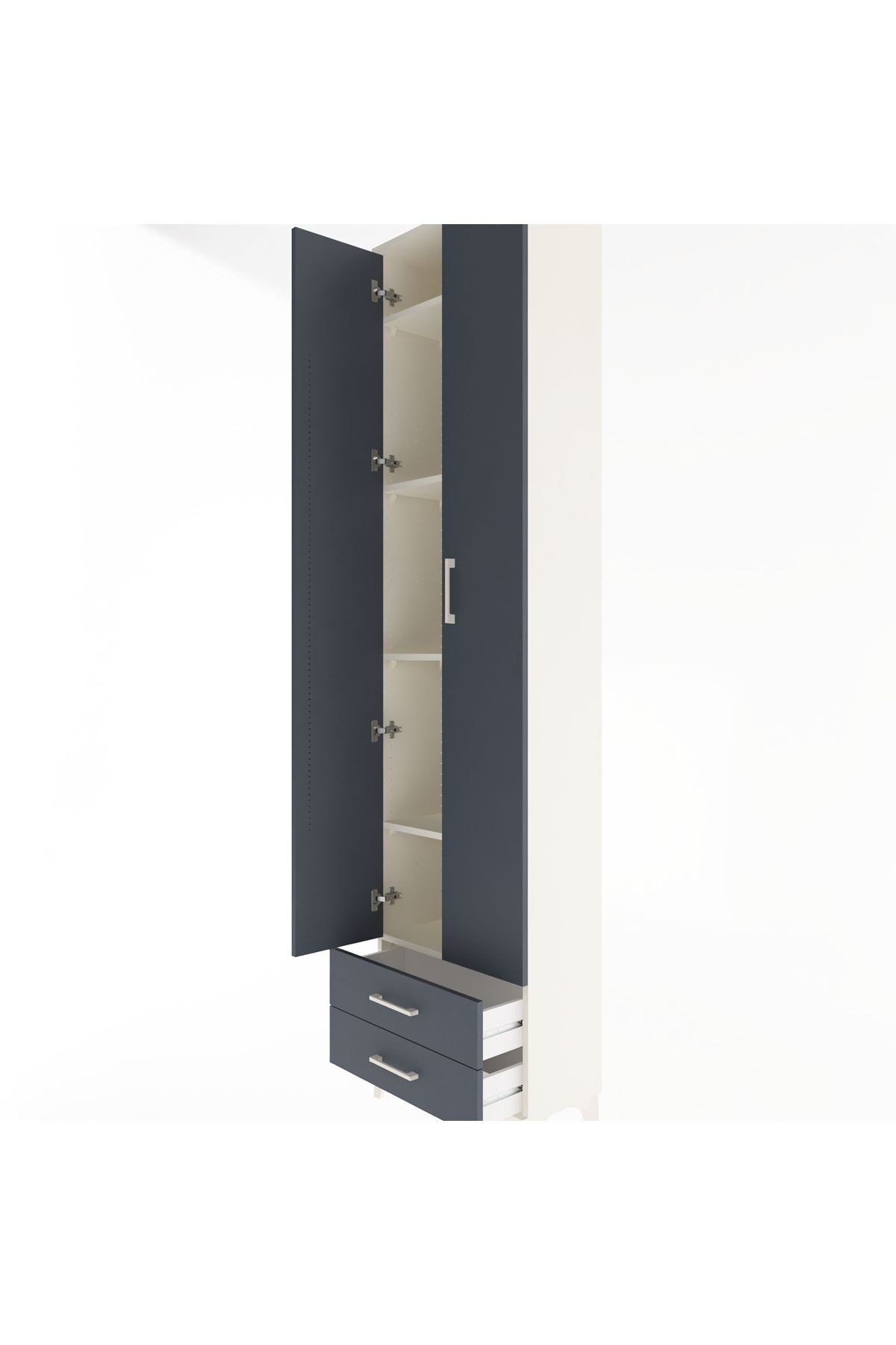Arges Dolap 5 Raflı 2 Çekmeceli 2 Kapaklı 60x30x243 - S32M079V2A