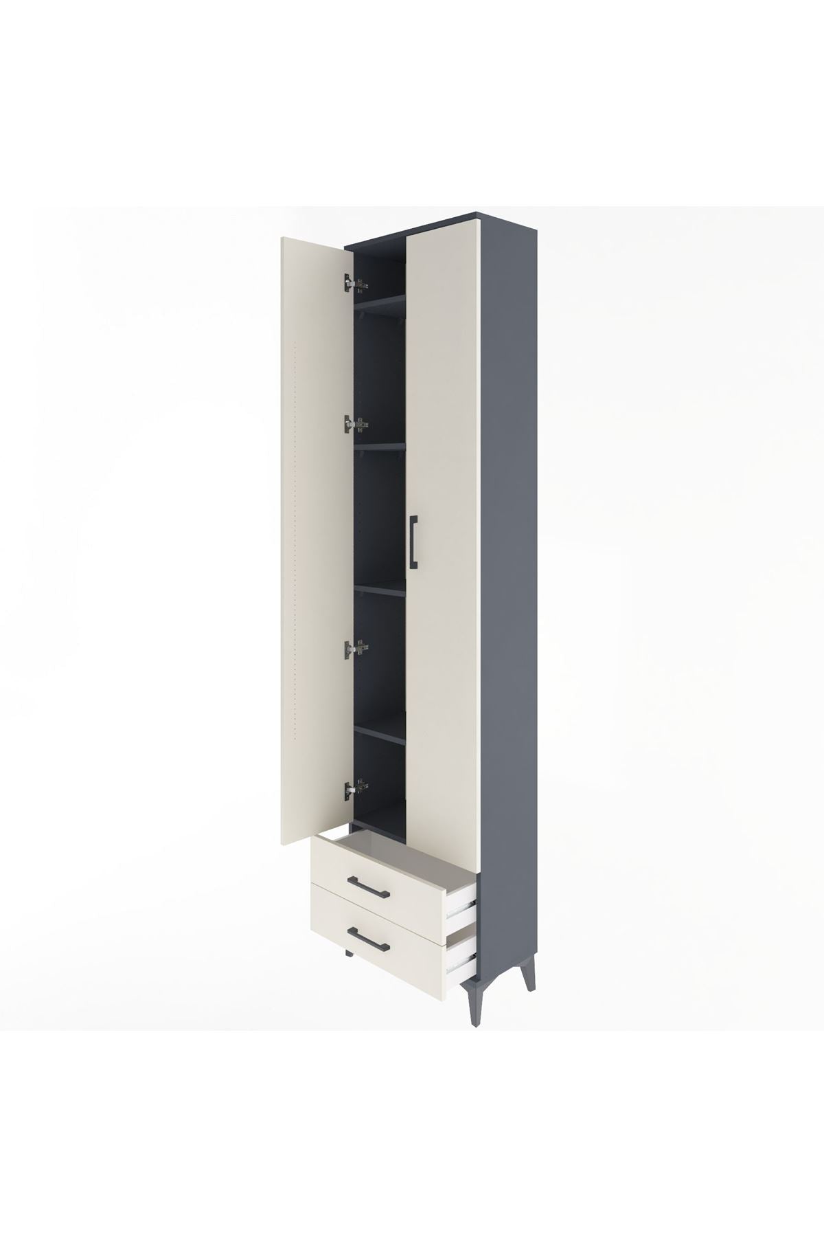 Arges Dolap 5 Raflı 2 Çekmeceli 2 Kapaklı 60x30x243 - S32M079V4A