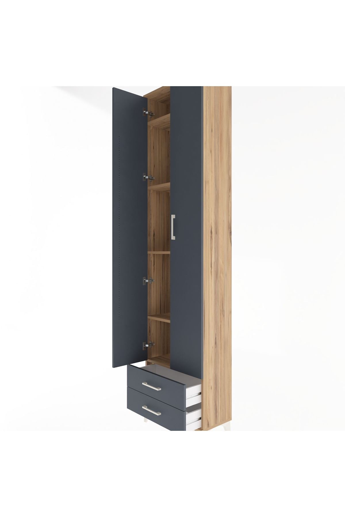 Arges Dolap 5 Raflı 2 Çekmeceli 2 Kapaklı 60x30x243 - S32M079V8A