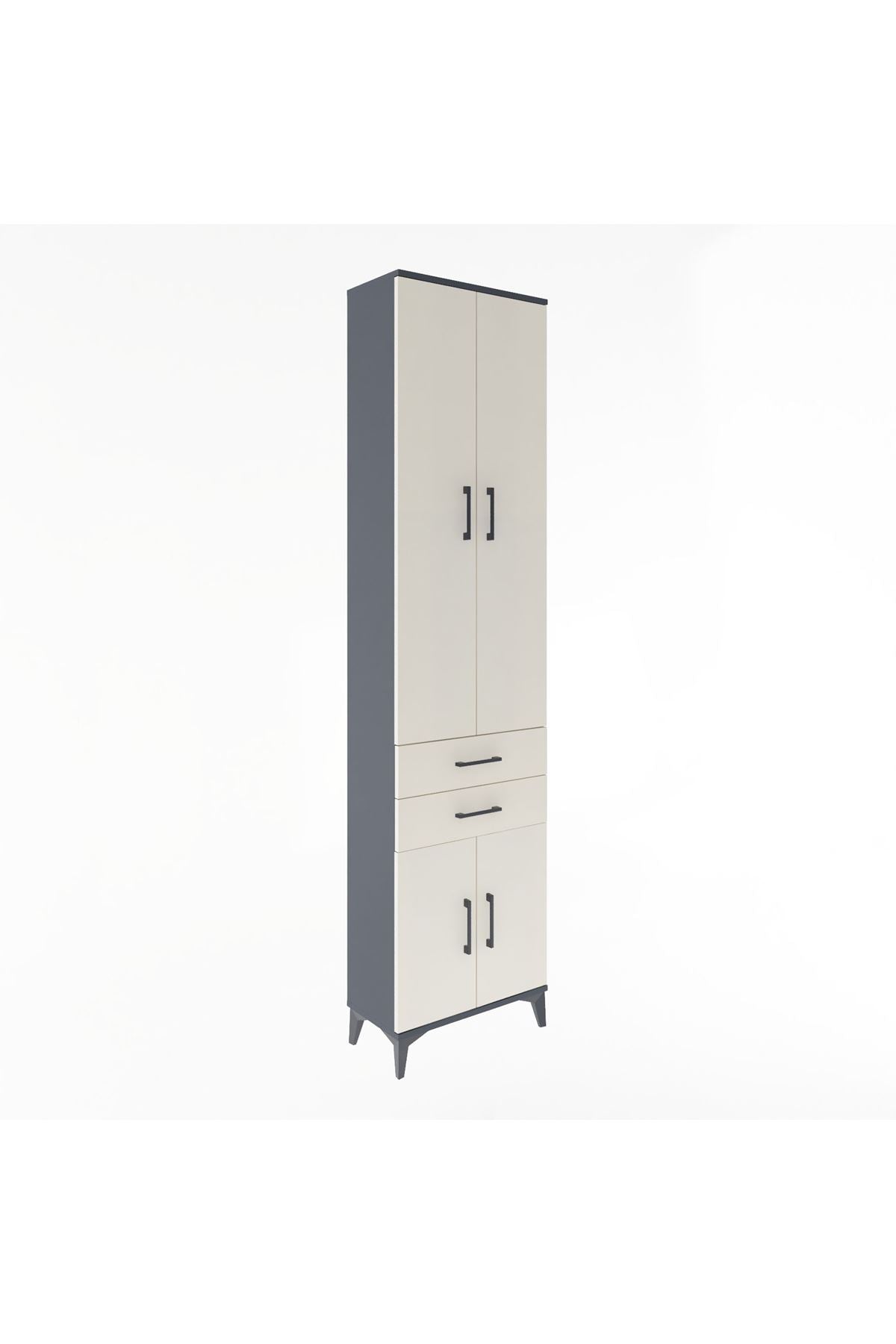 Arges Dolap 5 Raflı 2 Çekmeceli 4 Kapaklı 60x30x243 - S32M080V4A