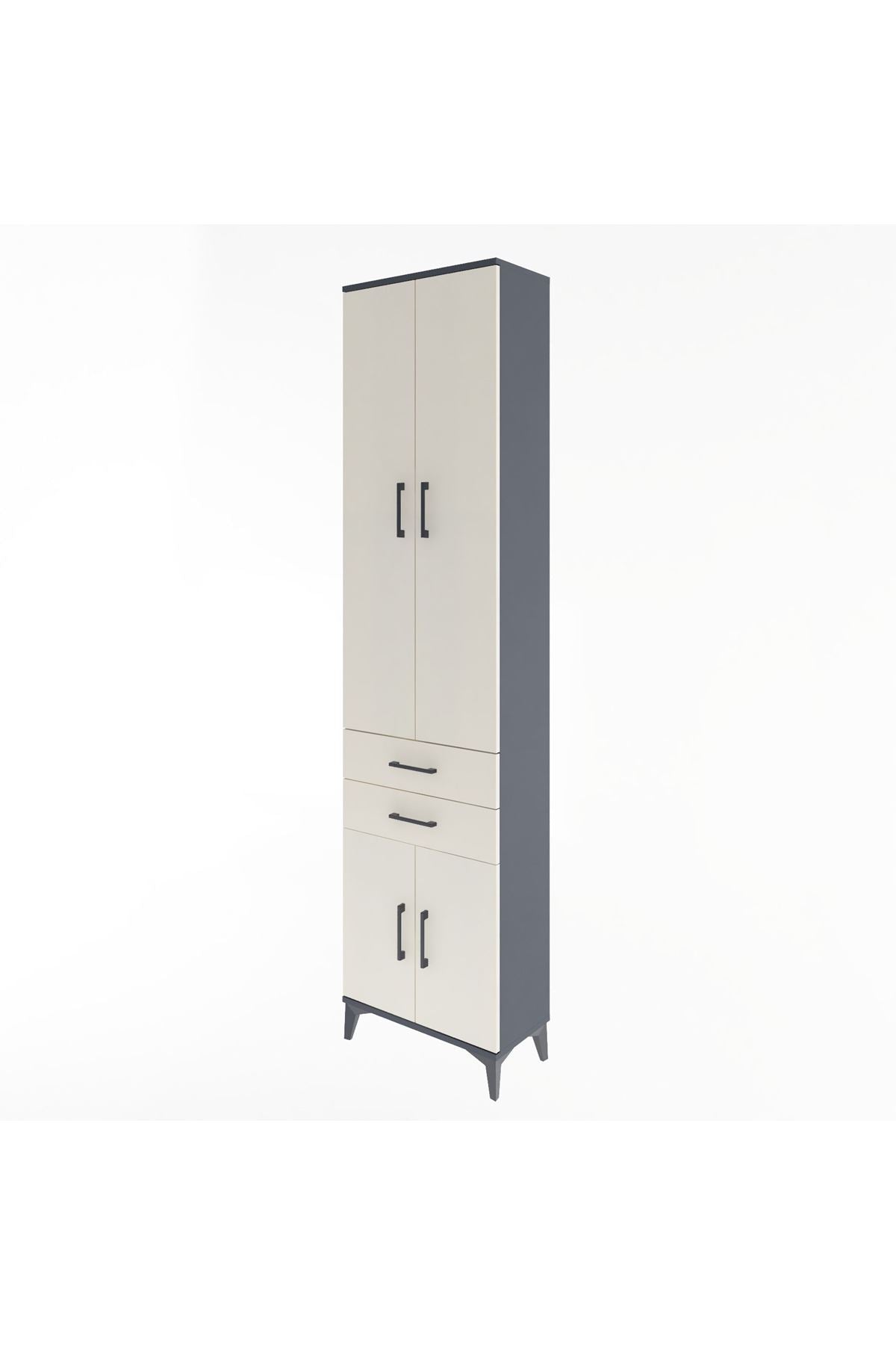 Arges Dolap 5 Raflı 2 Çekmeceli 4 Kapaklı 60x30x243 - S32M080V4A