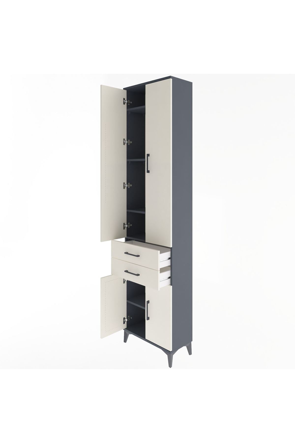 Arges Dolap 5 Raflı 2 Çekmeceli 4 Kapaklı 60x30x243 - S32M080V4A