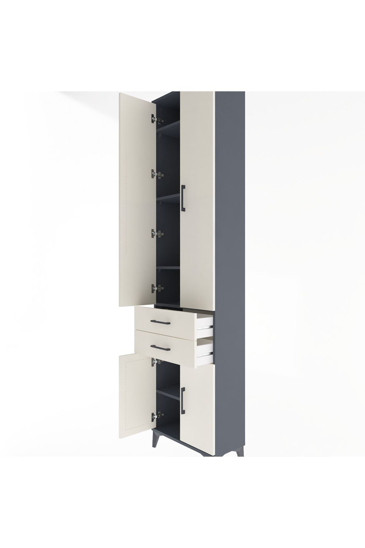Arges Dolap 5 Raflı 2 Çekmeceli 4 Kapaklı 60x30x243 - S32M080V4A