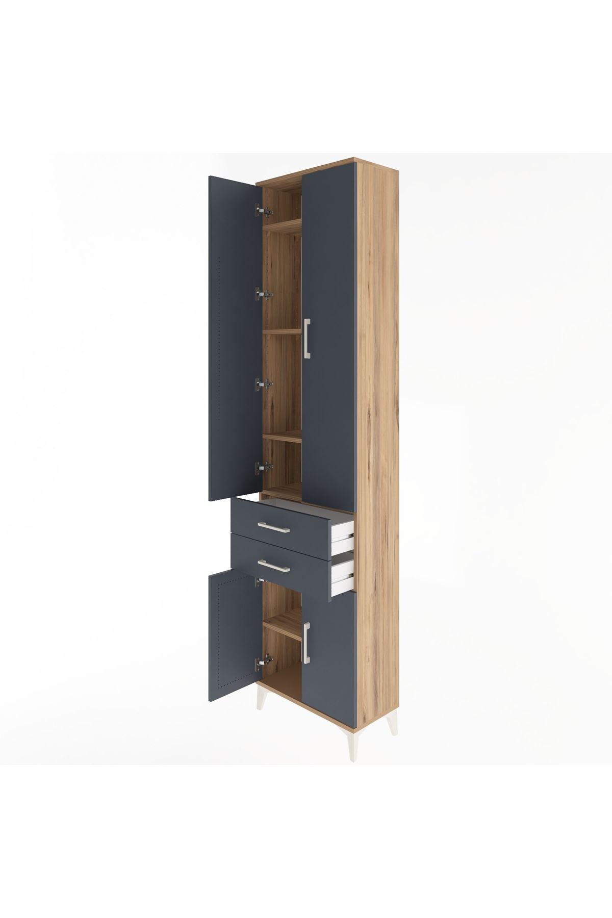 Arges Dolap 5 Raflı 2 Çekmeceli 4 Kapaklı 60x30x243 - S32M080V8A