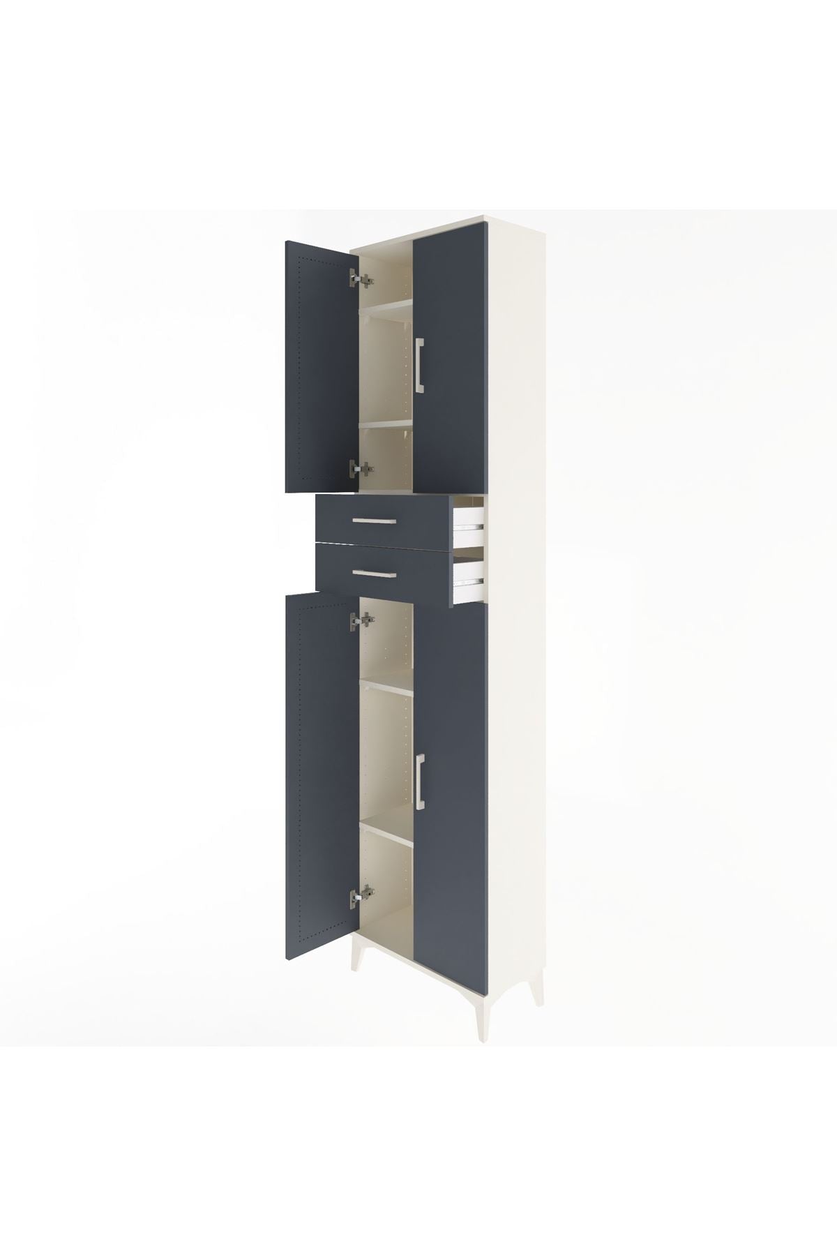 Arges Dolap 5 Raflı 2 Çekmeceli 4 Kapaklı 60x30x243 - S32M081V2A