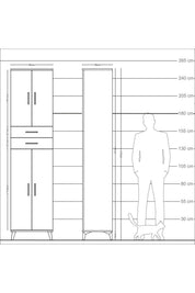 Arges Dolap 5 Raflı 2 Çekmeceli 4 Kapaklı 60x30x243 - S32M081V2A