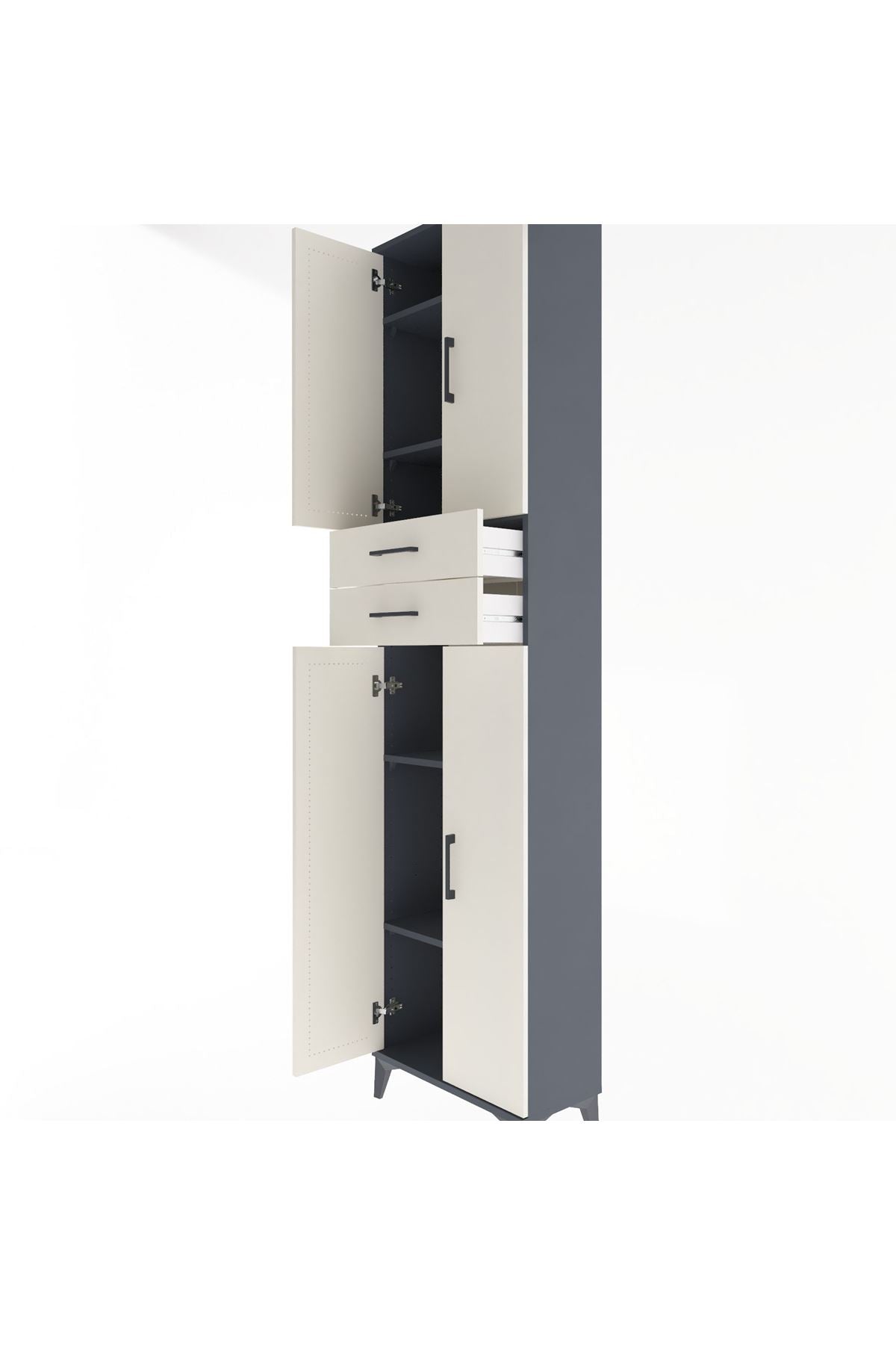 Arges Dolap 5 Raflı 2 Çekmeceli 4 Kapaklı 60x30x243 - S32M081V4A