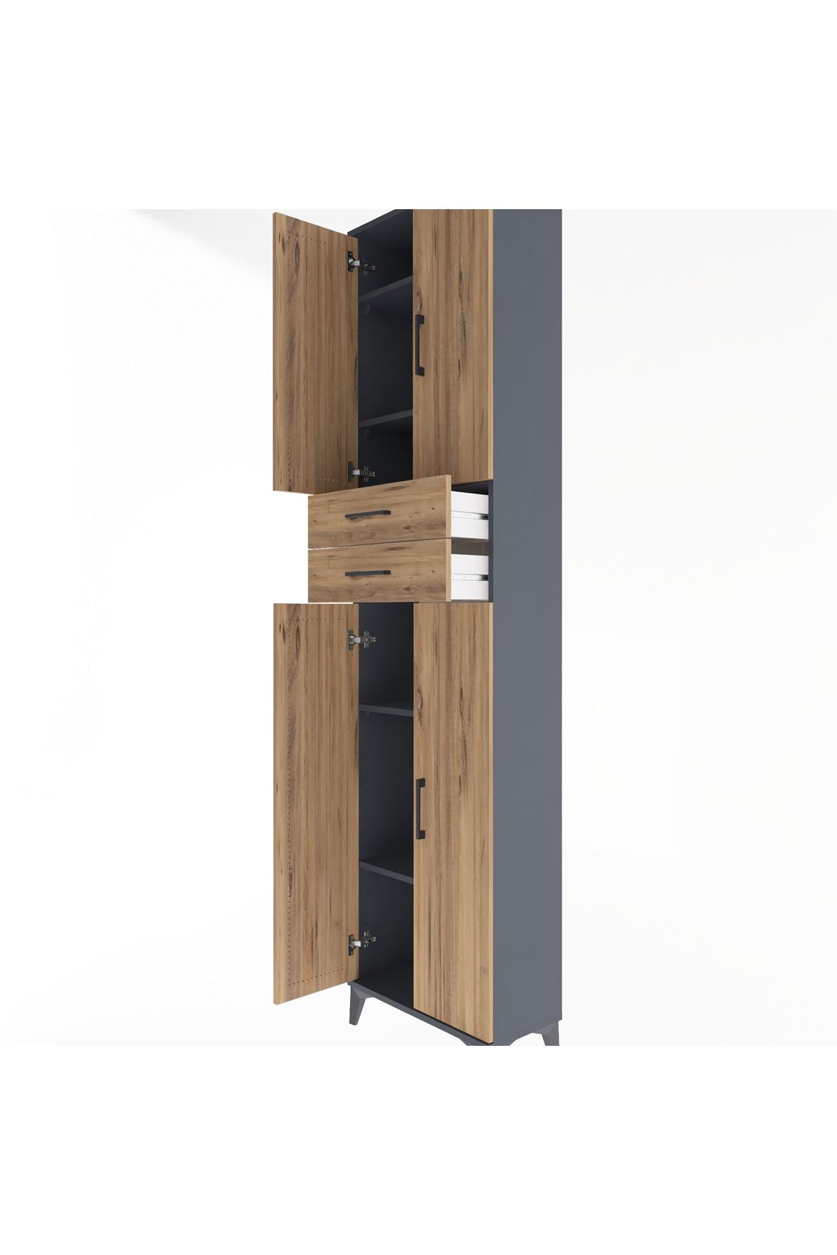 Arges Dolap 5 Raflı 2 Çekmeceli 4 Kapaklı 60x30x243 - S32M081V6A