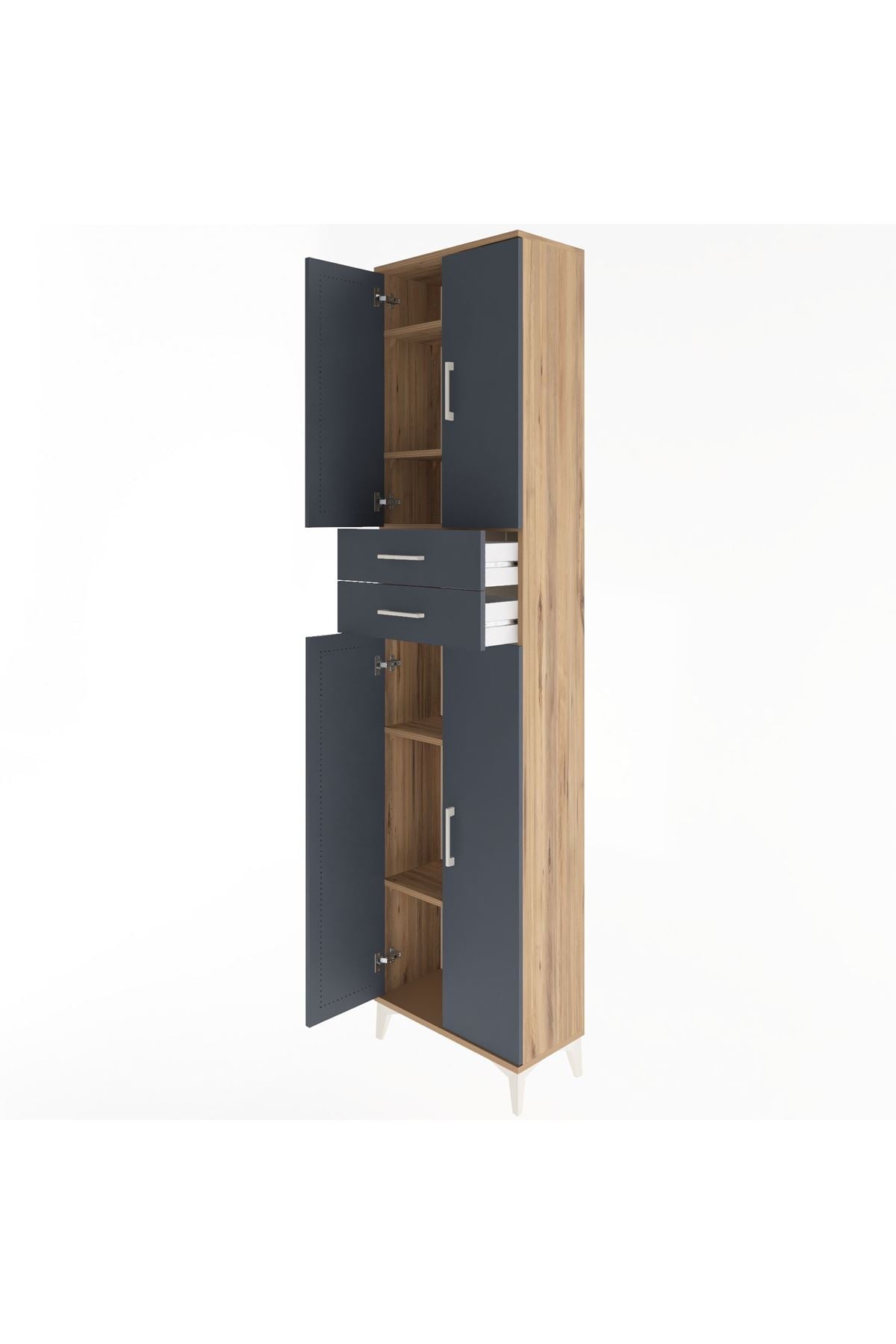 Arges Dolap 5 Raflı 2 Çekmeceli 4 Kapaklı 60x30x243 - S32M081V8A