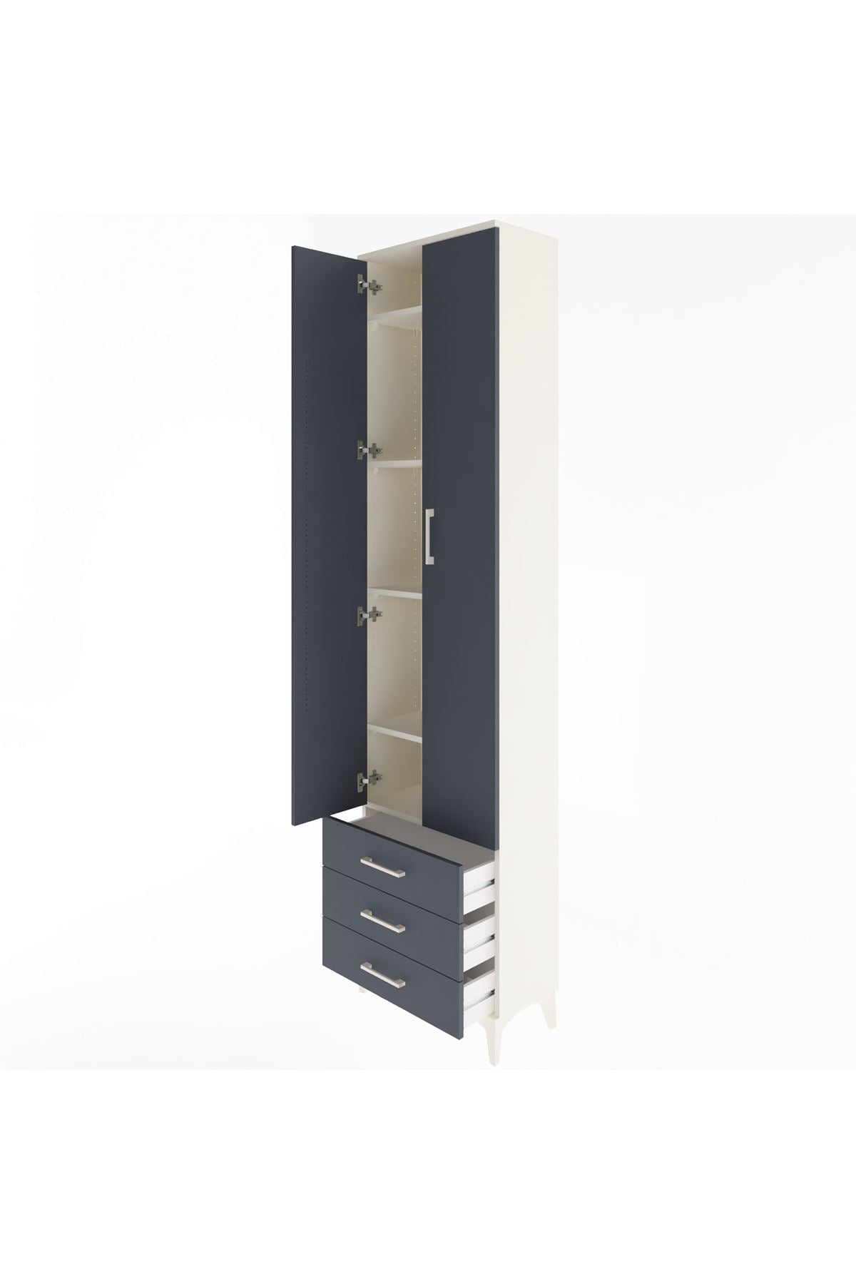 Arges Dolap 5 Raflı 3 Çekmeceli 2 Kapaklı 60x30x243 - S32M082V2A