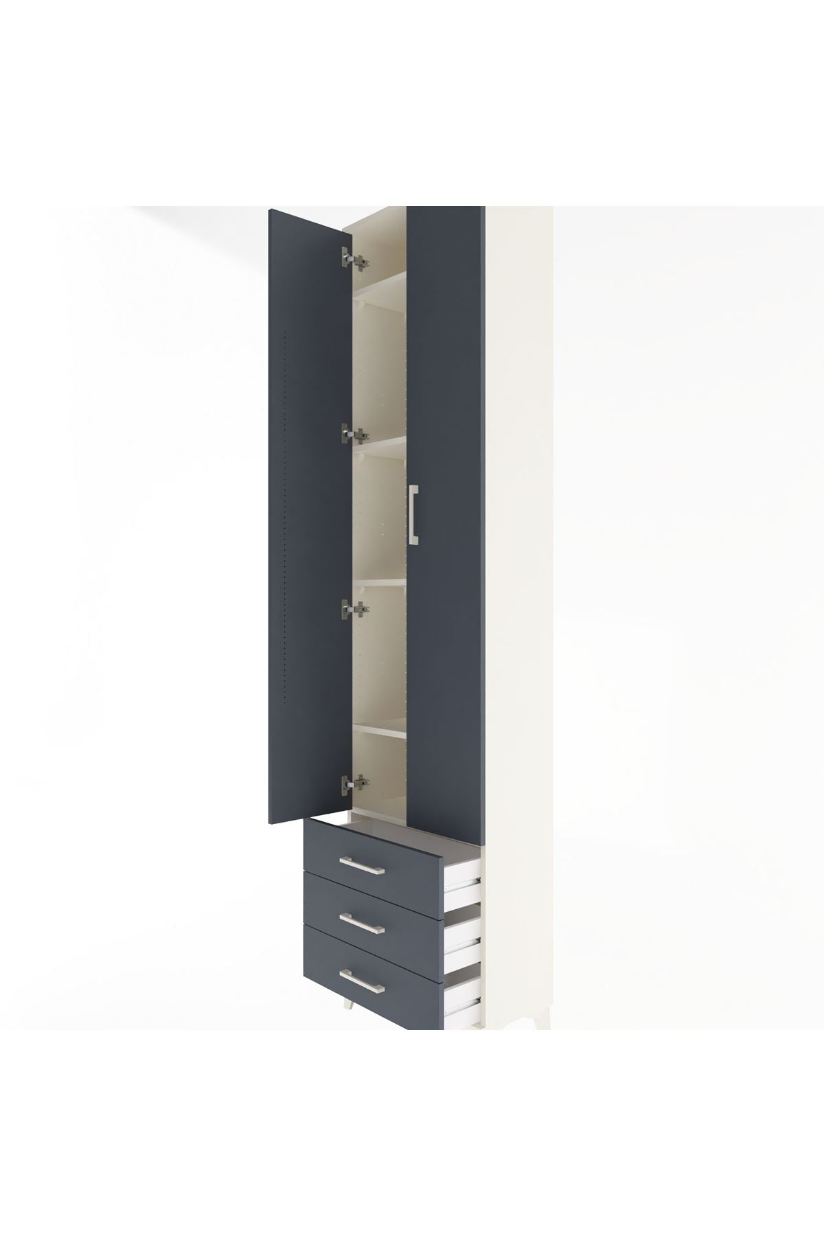 Arges Dolap 5 Raflı 3 Çekmeceli 2 Kapaklı 60x30x243 - S32M082V2A