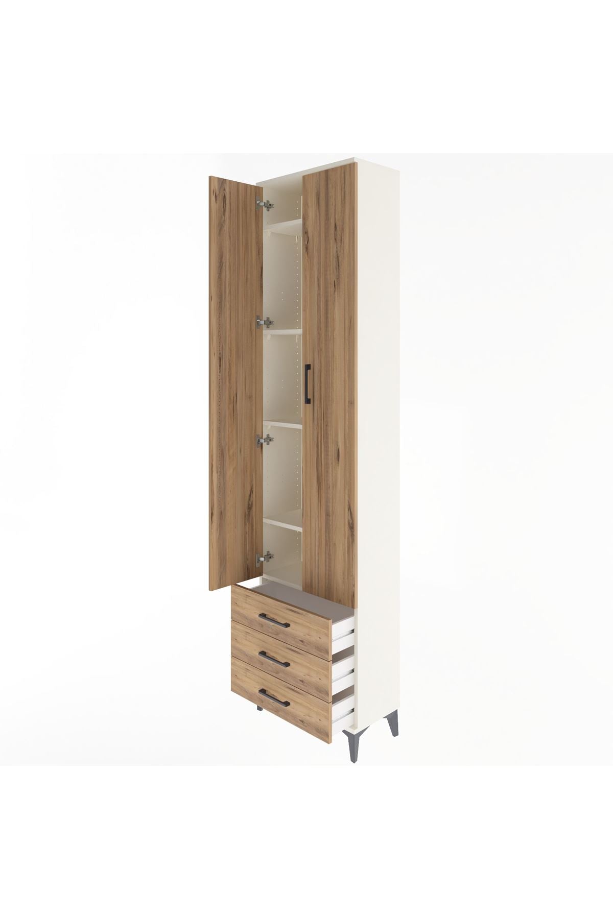 Arges Dolap 5 Raflı 3 Çekmeceli 2 Kapaklı 60x30x243 - S32M082V3A