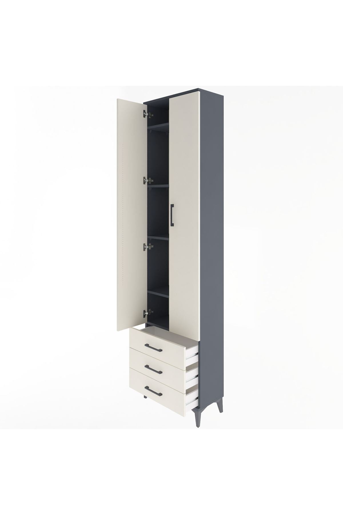 Arges Dolap 5 Raflı 3 Çekmeceli 2 Kapaklı 60x30x243 - S32M082V4A