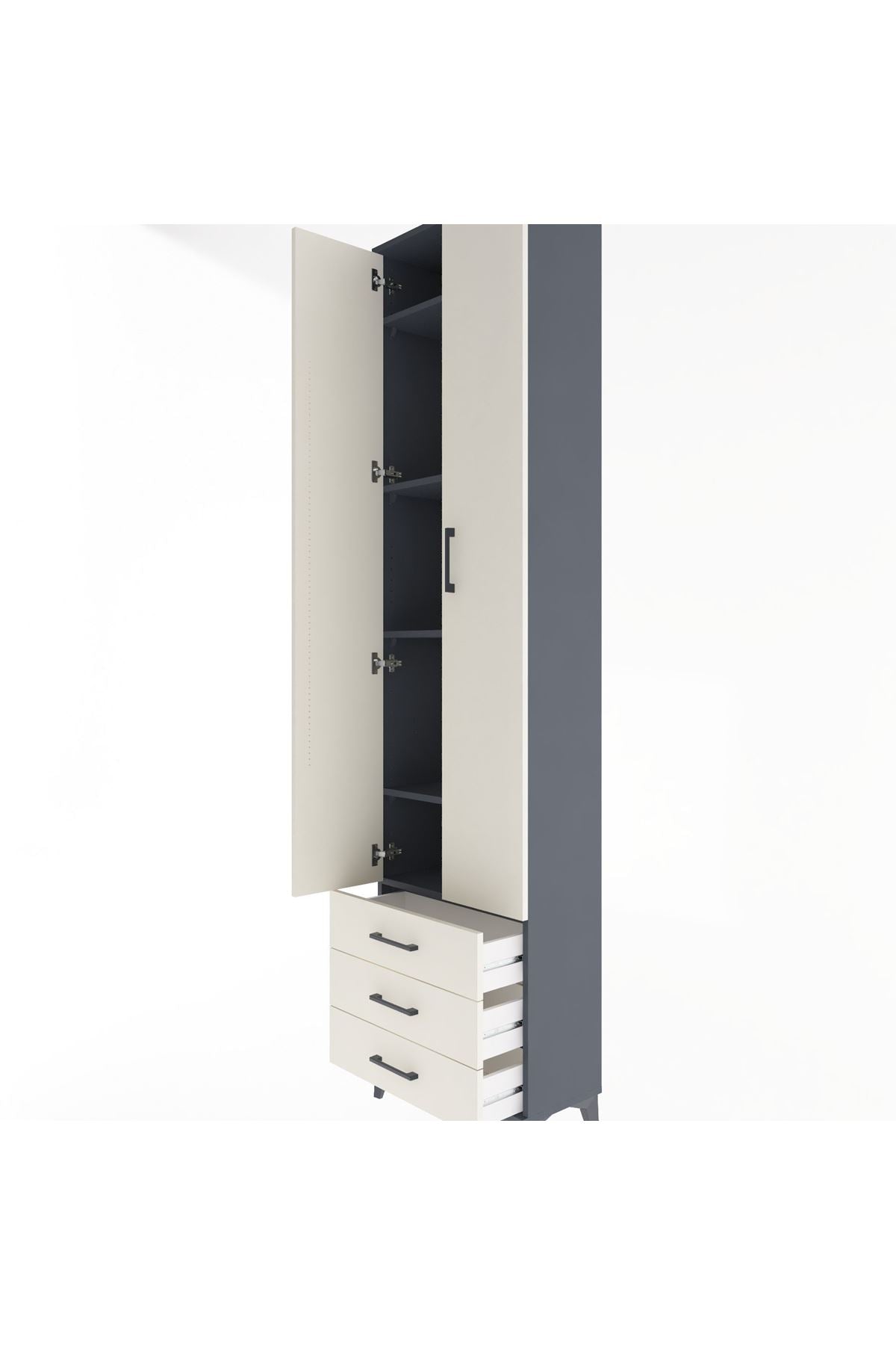 Arges Dolap 5 Raflı 3 Çekmeceli 2 Kapaklı 60x30x243 - S32M082V4A