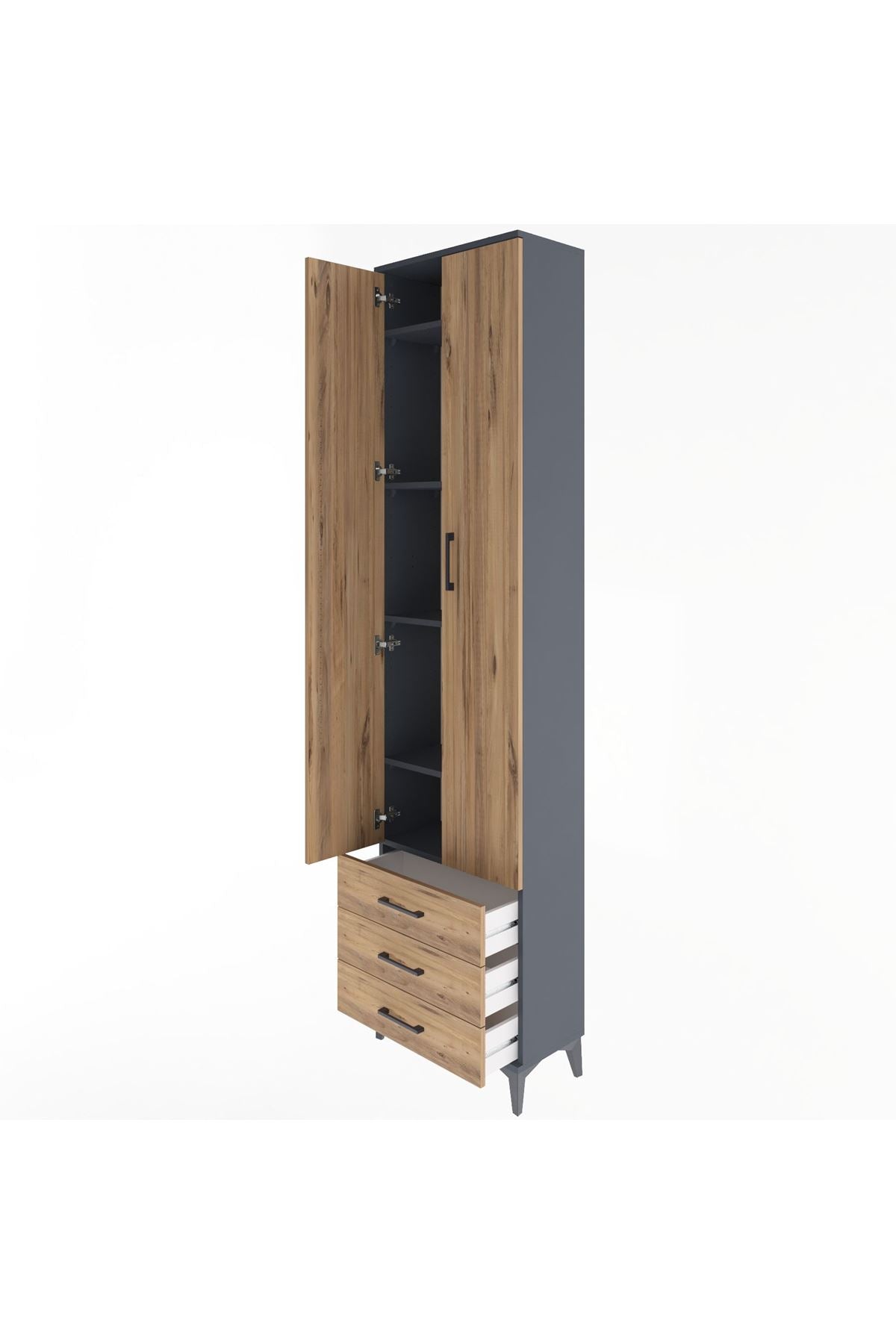 Arges Dolap 5 Raflı 3 Çekmeceli 2 Kapaklı 60x30x243 - S32M082V6A